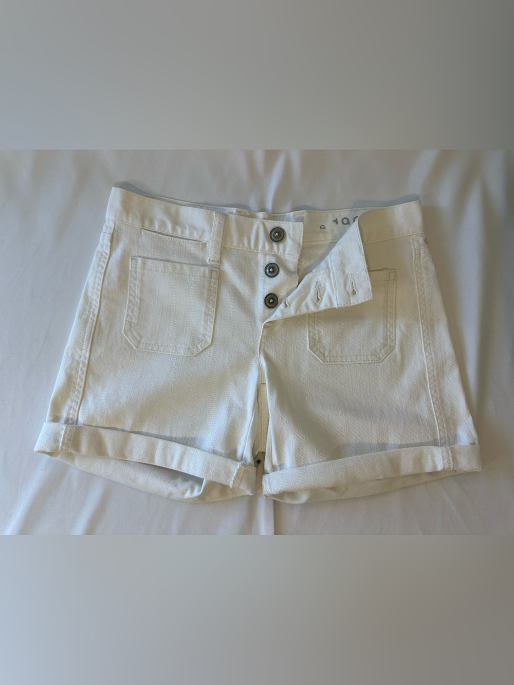 GAP White Button-Front Denim Shorts